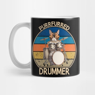 PurrFurred Drummer Funny Cat Playing Drums Mug